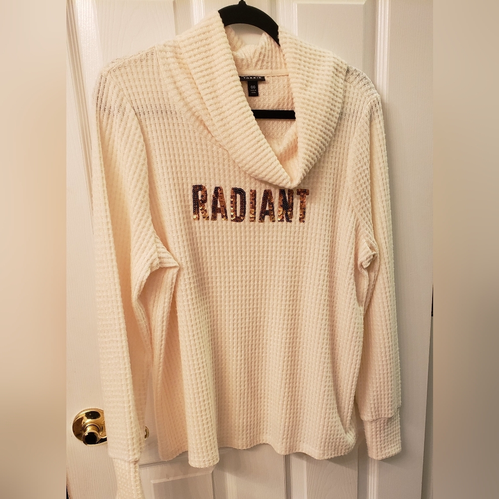 Torrid Cream Cowl Neck Sweater